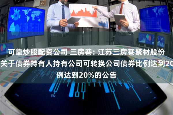 可靠炒股配资公司 三房巷: 江苏三房巷聚材股份有限公司关于债券持有人持有公司可转换公司债券比例达到20%的公告
