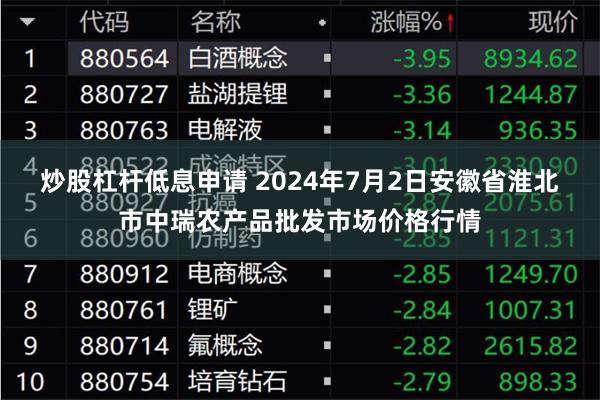 炒股杠杆低息申请 2024年7月2日安徽省淮北市中瑞农产品批发市场价格行情