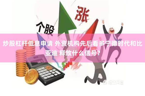 炒股杠杆低息申请 外资机构先后看多宁德时代和比亚迪 释放什么信号？