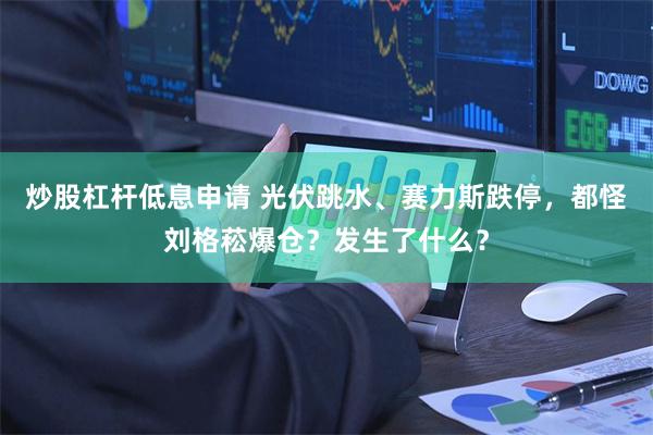 炒股杠杆低息申请 光伏跳水、赛力斯跌停，都怪刘格菘爆仓？发生了什么？
