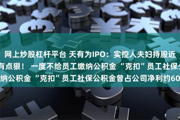 网上炒股杠杆平台 天有为IPO：实控人夫妇持股近90%将“暴富” 对员工有点狠！ 一度不给员工缴纳公积金 “克扣”员工社保公积金曾占公司净利约60